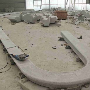 漯河 芝麻白花岗岩弧形花坛石，坐凳石