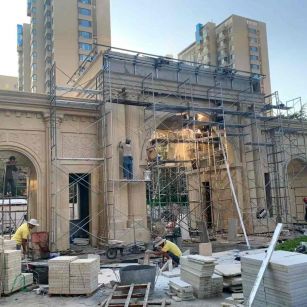 漯河 黄金麻荔枝面花岗岩小区门楼外墙干挂