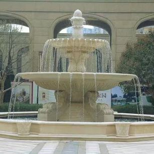 漯河 黄金麻花岗岩异型加工——户外庭院石雕流水喷泉