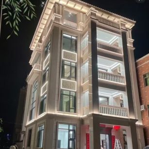 漯河 芝麻白花岗岩别墅外墙夜间效果