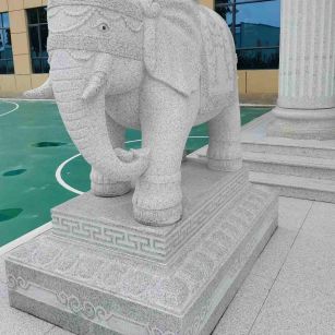 漯河 白麻花岗岩动物异形石雕-大象