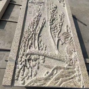 漯河 黄金麻雕刻板浮雕迎客松