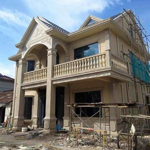 漯河 黄金麻花岗岩石材私人别墅雕花门楼柱阳台栏杆