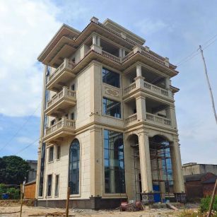 漯河 黄金麻花岗岩石材别墅外墙干挂搭配（雕花栏杆花瓶柱门楼罗马柱）