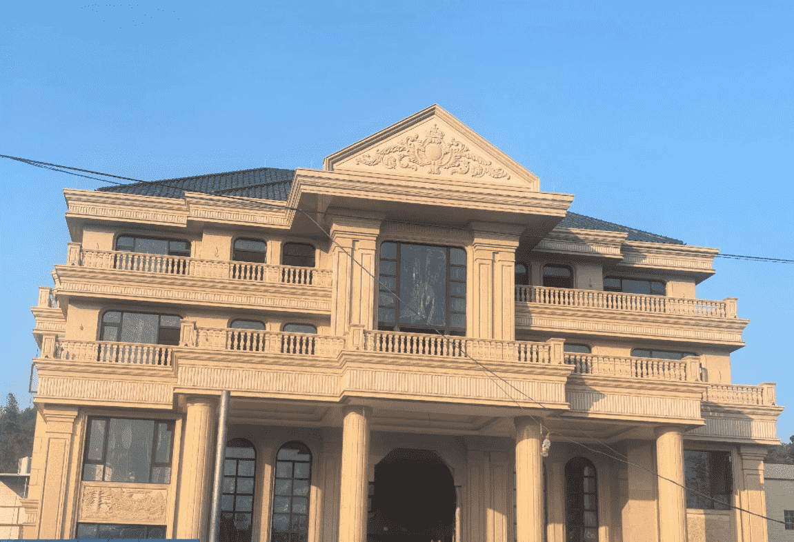 漯河黄金麻别墅外墙干挂石材效果示例