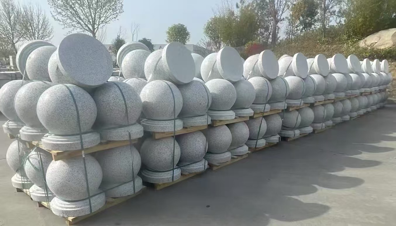 漯河 白麻花岗岩石材圆球，石球，挡车球，隔离球，景观石球，风水球等
