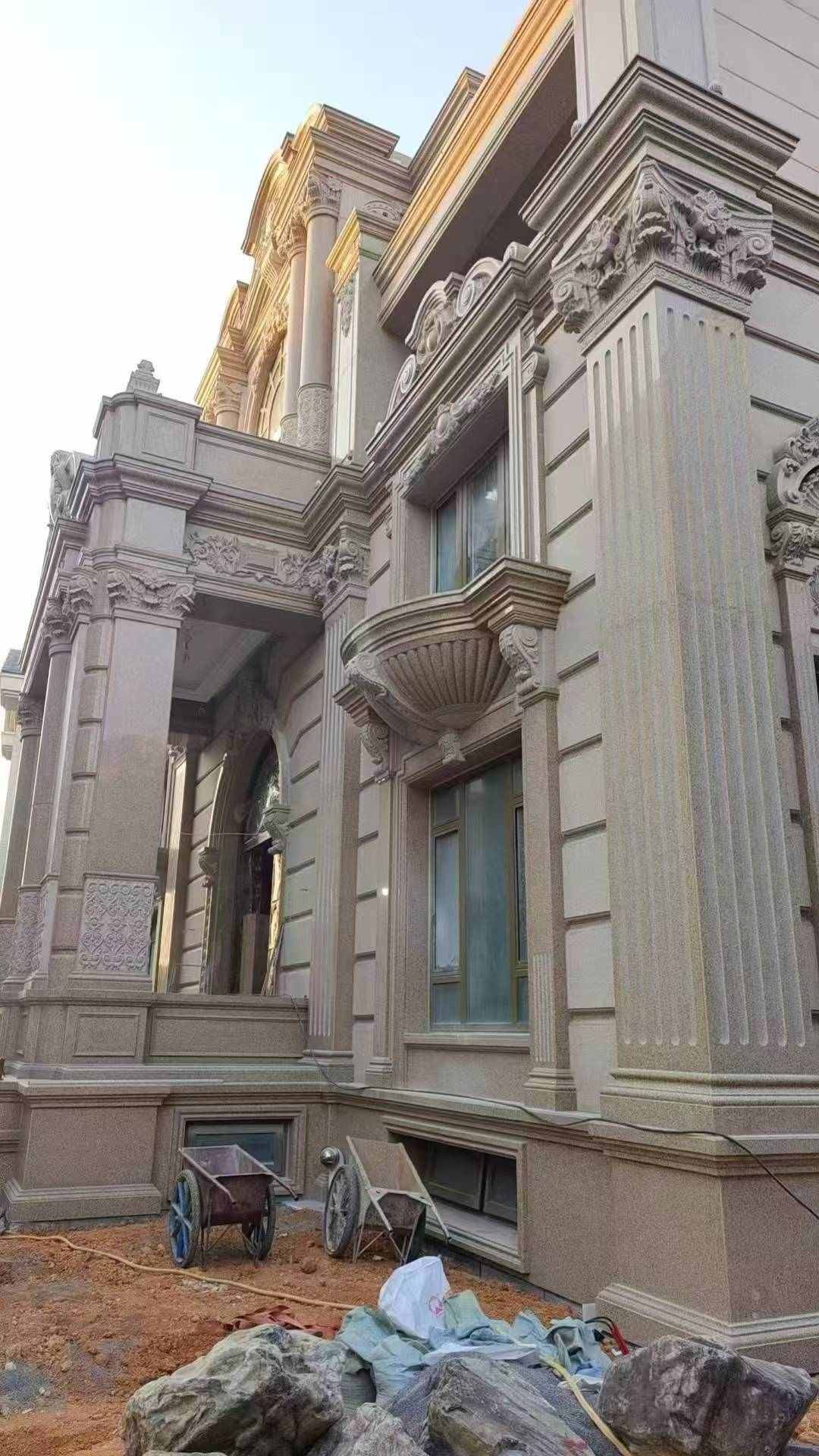 漯河 黄金麻花岗岩光面别墅外墙干挂施工完成