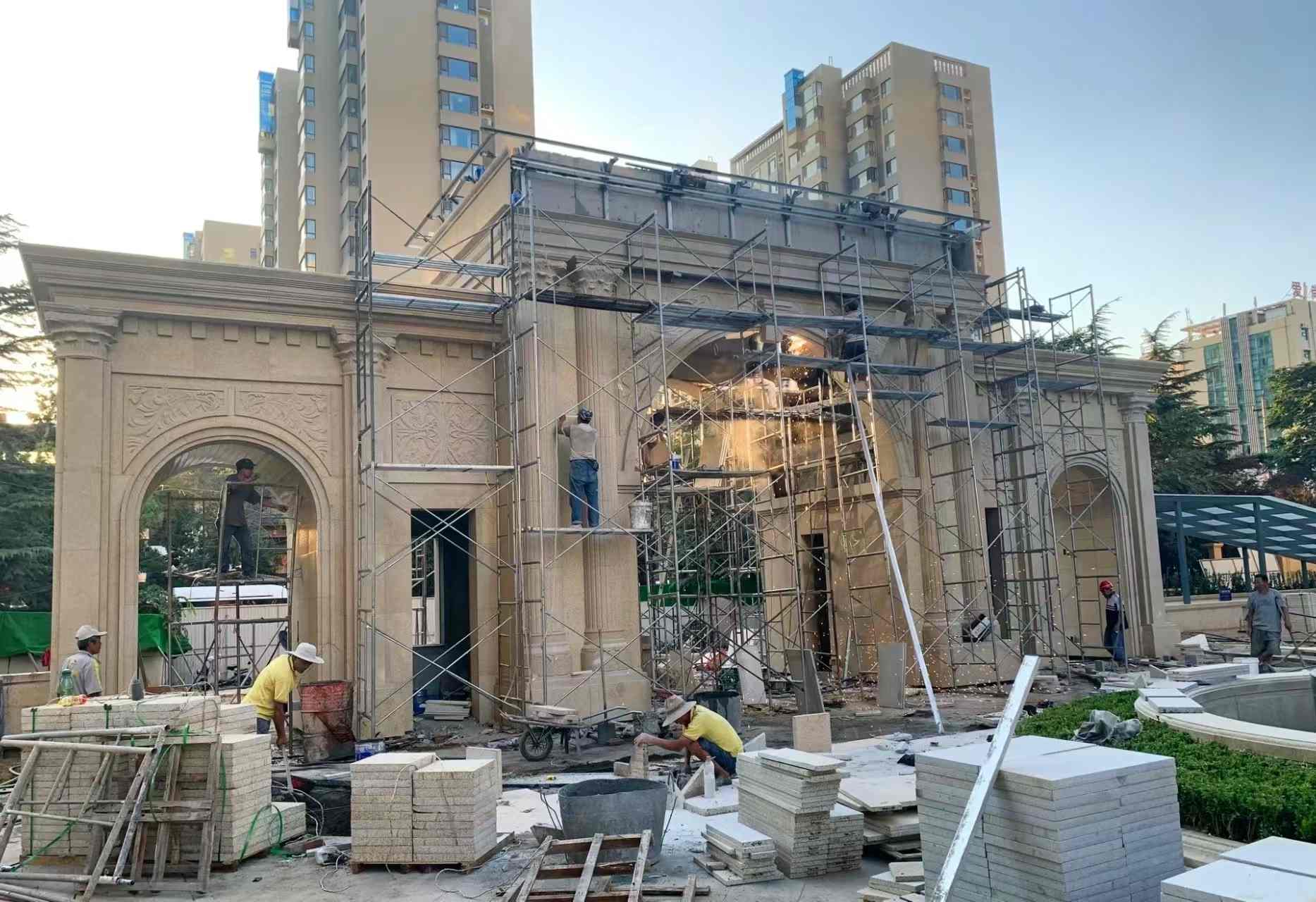 漯河 黄金麻荔枝面花岗岩小区门楼外墙干挂